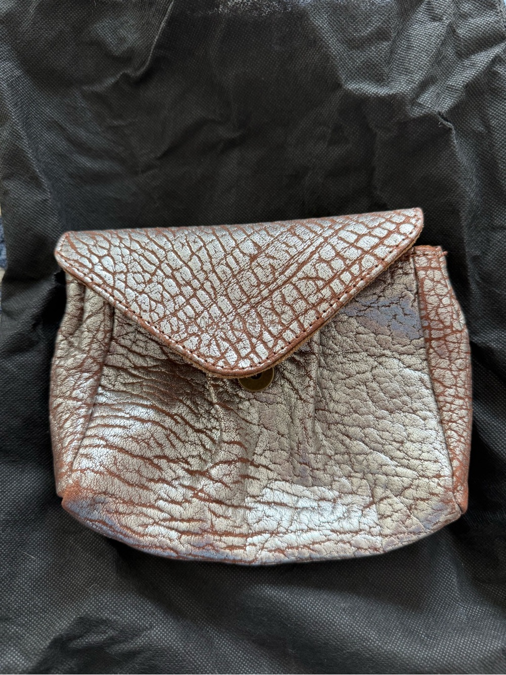 Textured Metallic Silver Crossbody Bag